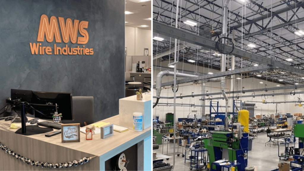 MWS Wire Industries' new location in Oxnard, California (left: front-desk, right: shop floor)
