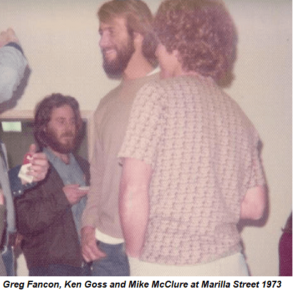 Greg Fancon, Ken Goss and Mike McClure at Marilla Street 1973